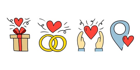 holiday valentine's day. world day of love. beautiful love. doodle icons for valentine's day. valentine's day. beautiful hearts. big love.