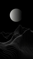 Abstract 3D Line Art Mountain Landscape