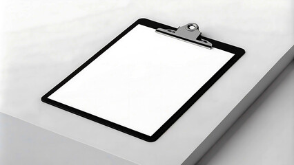 Contemporary black clipboard office supply photography template with natural shadow on white background