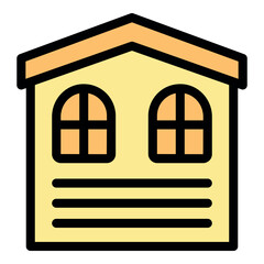 Simple yet charming yellow house featuring arched windows and a gable roof, creating a welcoming and cozy atmosphere