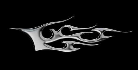 3d chrome metal of y2k icon. 3d rendering illustration of abstract neo tribal icon.3D Illustration