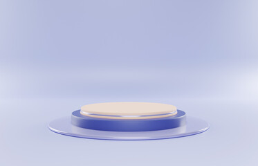 3D abstract studio room with pedestal podium. Minimal scene for demonstration of cosmetic products, Showcase, Promotion display.