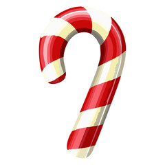 New Year's candy canes. Christmas stick. Traditional Christmas candies with red and white stripes. Candy cane with striped pattern. Vector illustration isolated on white background
