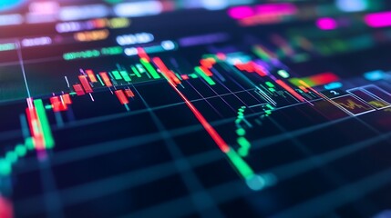 Stock market patterns visualized in holographic style