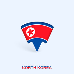 Obraz premium North Korea Flag Map Pointer Design with Shadow.