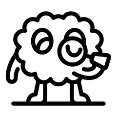 Cartoon cloud monster holding magnifying glass and smiling, ideal for children book illustrations or fantasy projects