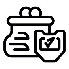 Secure wallet with shield and checkmark, representing financial safety and protection