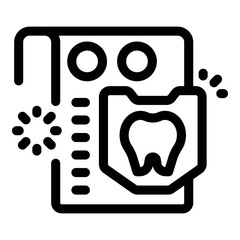 Modern dental equipment performing an x ray of a tooth, showing loading status