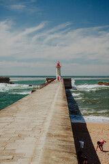 Farolim de Felgueiras is a 19th-century granite lighthouse at Praia das Pastoras beach in Porto, Portugal.