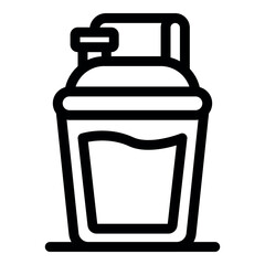 Sport nutrition shaker cup icon with lid and straw, perfect for representing fitness, protein drinks, and healthy lifestyles