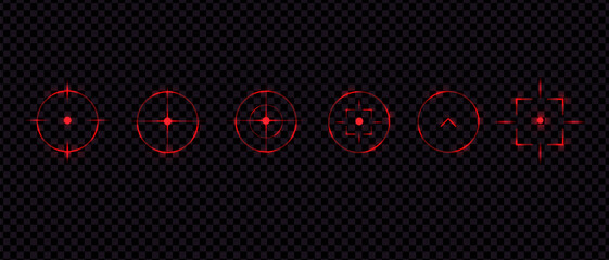 Target and aim icon. Aim gun. Red Crosshair. Shooting of firearms. Precisely target. Successfully target. laser sight
