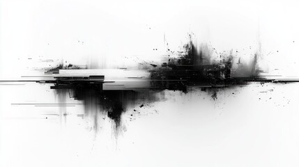 Abstract Glitch Art: Black and White Digital Chaos