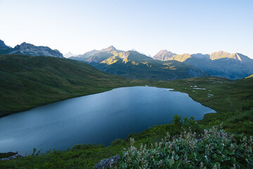 lake and mountains