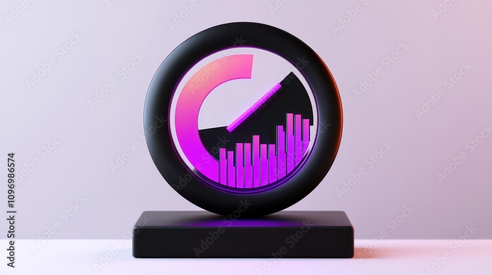 Poster A stylized gauge displaying data visualization with vibrant colors for analytics.