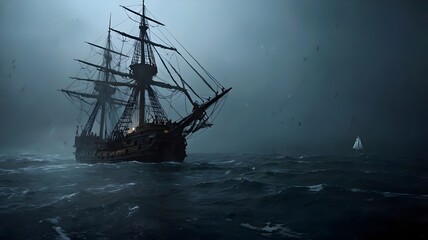 The image shows a large ship