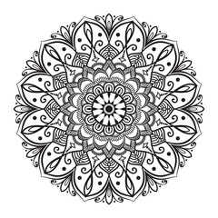 Intricate Black-and-White Mandala for Coloring,