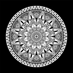 Intricate Black-and-White Mandala for Coloring,