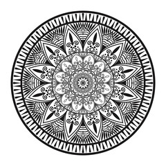 Intricate Black-and-White Mandala for Coloring,
