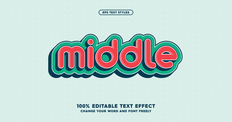 Fototapeta premium Middle: Bold, rounded typography with a fun, colorful pop. Ideal for playful projects, creative headlines, or product branding. Fully customizable vector.