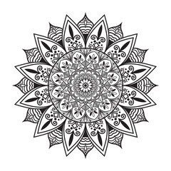 Intricate Black-and-White Mandala for Coloring,