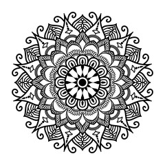 Intricate Black-and-White Mandala for Coloring,