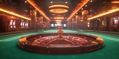 Casino Roulette Wheel In Luxurious Setting