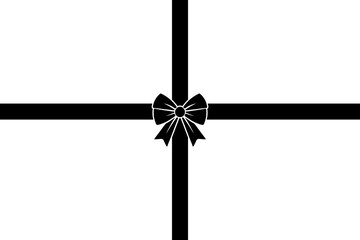 cross ribbon for gift card vector on transparent background