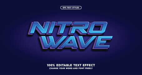 Nitro Wave: Modern, premium text effect with a stylish blurry look. Editable typography perfect for futuristic and tech-forward branding. Vector illustration.