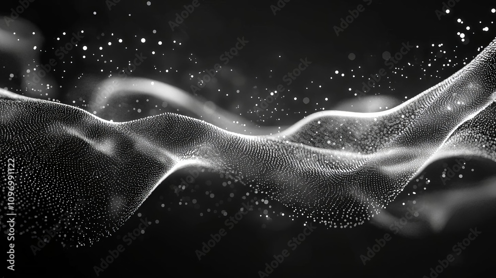 Poster A captivating abstraction of flowing lines and particles, evoking a sense of motion and depth. Perfect for modern design projects and creative concepts.