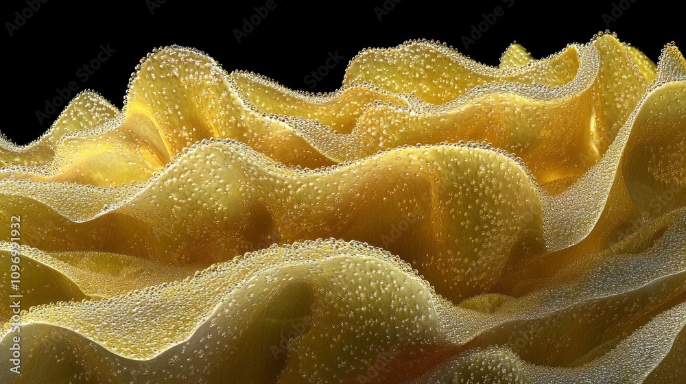 Poster A close-up view of textured, wavy structures resembling organic forms in a vibrant color palette.