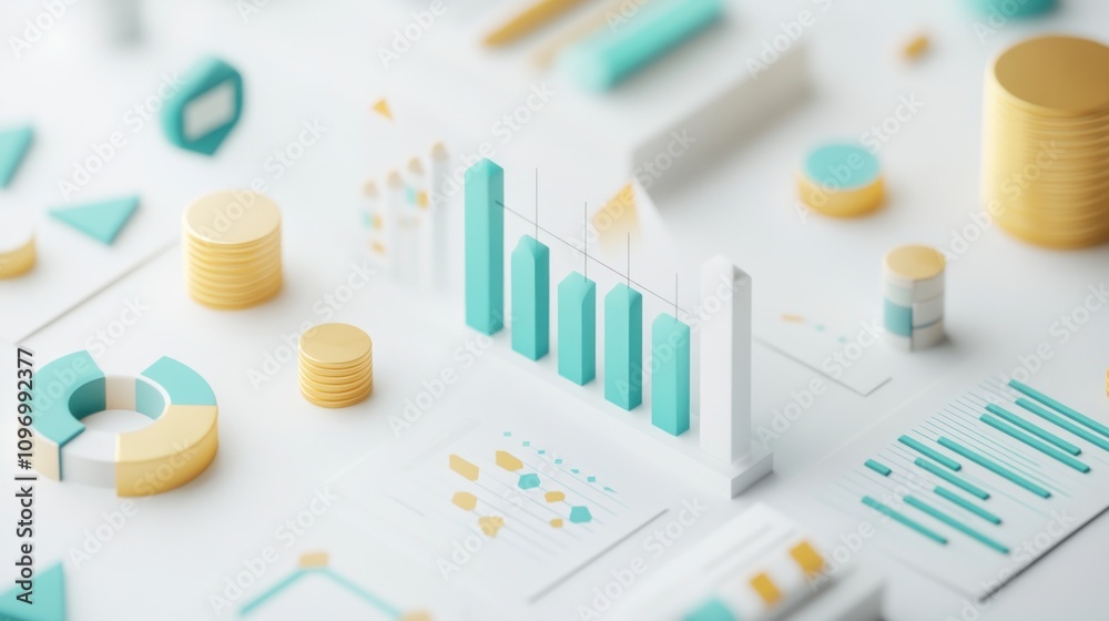 Poster A stylized representation of data visualization elements and charts.