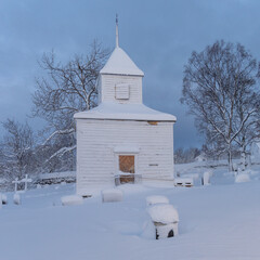 a church in the snow