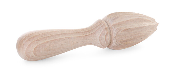 One wooden juicer isolated on white. Kitchen tool