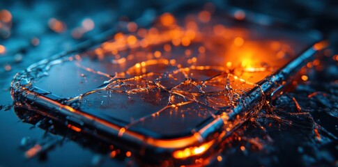 Shattered Smartphone Screen Dramatic Close Up