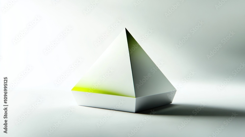 Poster A sleek, modern pyramid shape with a gradient from white to green, emphasizing minimalism.