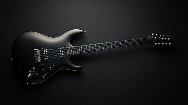 Black Electric Guitar on Dark Background: A Stunning Image