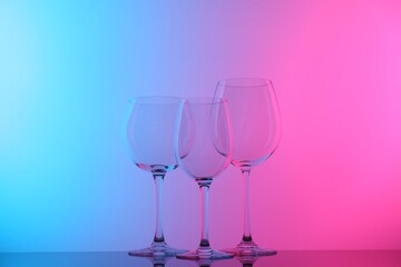 Empty glasses on table, color tone effect