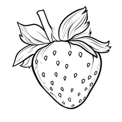 Strawberry fruit kids activity page easy coloring artwork picture