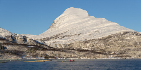 looking at the moutain the fish farm seems very small
