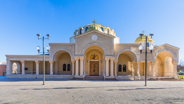 COLUMBIA, SC, USA-8 JANUARY 2020: The elegant  Holy Trinity Greek Orthodox Church, on Sumter St. in downtown.