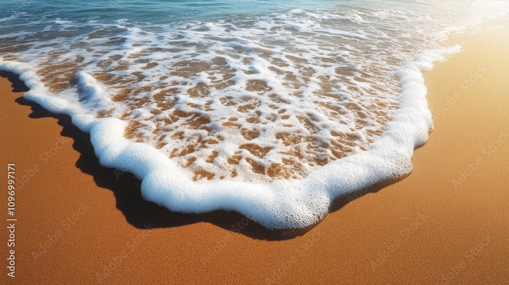 Poster the ocean waves are crashing onto the shore, creating a beautiful