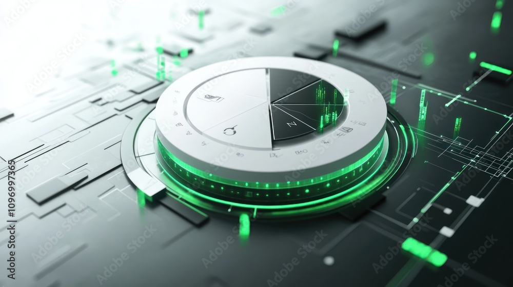 Poster A futuristic control interface with glowing elements on a digital background.