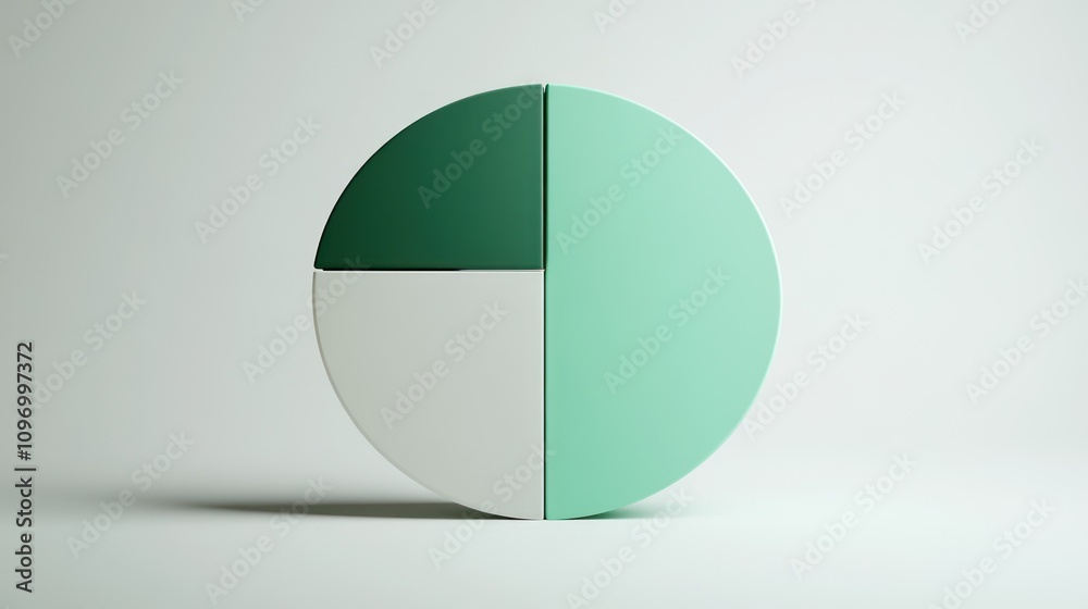 Poster A minimalist pie chart divided into sections, representing data visually.
