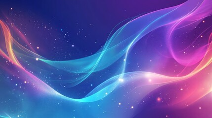 Fototapeta premium Abstract colorful glowing wave background with sparkles.