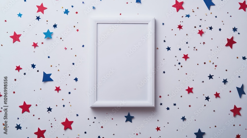 Poster a blank frame on a starry background, ideal for creative displays or invitations.