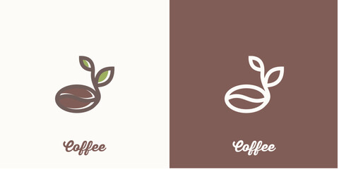coffee sprouts logo Symbol Vector Design Template.