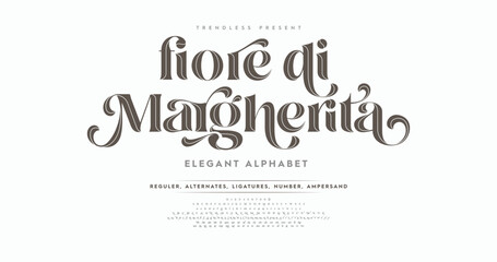 Fiore di Margherita: A refined inline serif font featuring uppercase letters and numbers. Perfect for fashion-forward projects with a vintage, elegant touch.