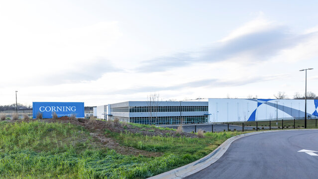 HICKORY, NC, USA-26 JAN 2020: The new Corning Optical Communications facility at the developing Trivium Corporate Center.