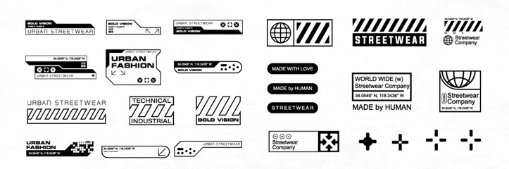 Futuristic streetwear cyberpunk element graphic vector design template