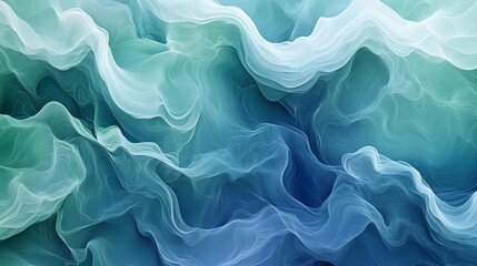 Obraz premium A mesmerizing abstract wave pattern in shades of blue and green, creating a serene and calming visual effect. Perfect for backgrounds and designs.
